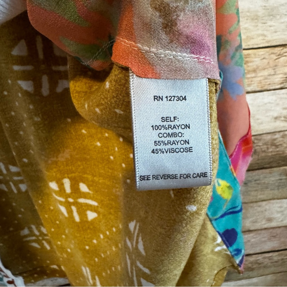 John Mark Multicolor Floral Embroidered V-Neck Top - Picture 8 of 12